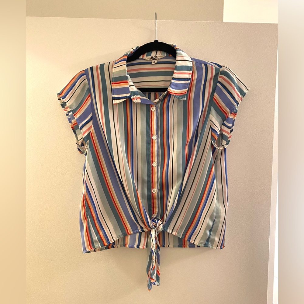 Silky striped button down